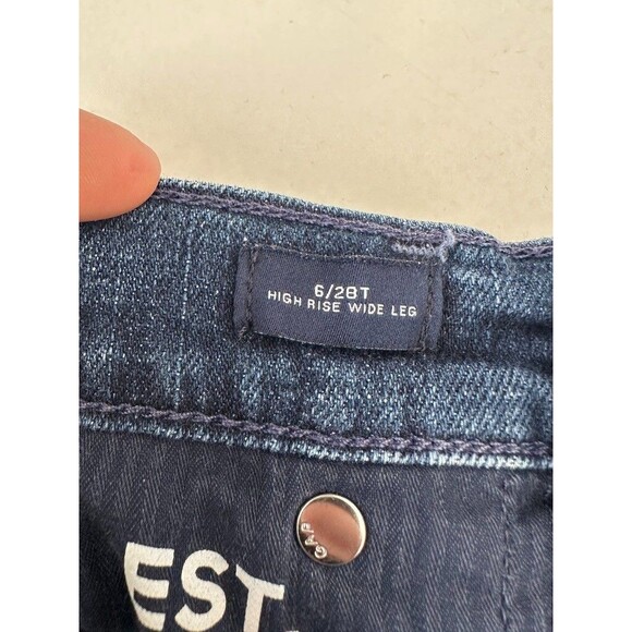 GAP High Rise Wide Leg Button Fly Indigo Blue Jeans Cotton Women's 28T 28 Tall - Picture 7 of 9